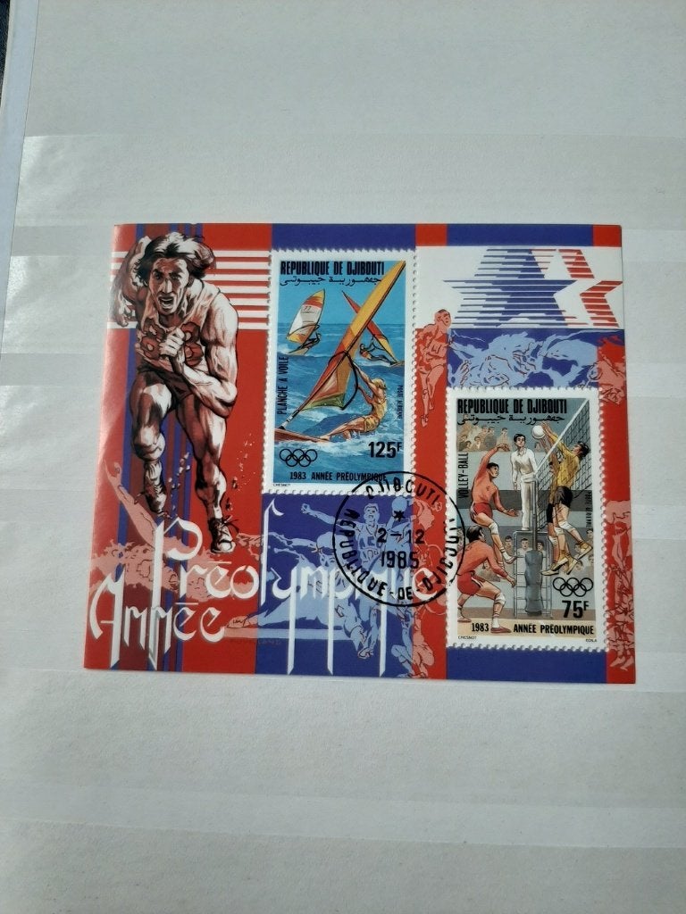 Republiek Djibouti 1983, Olympische spelen, Postzegels en Munten, Ophalen of Verzenden, Overige landen, Gestempeld