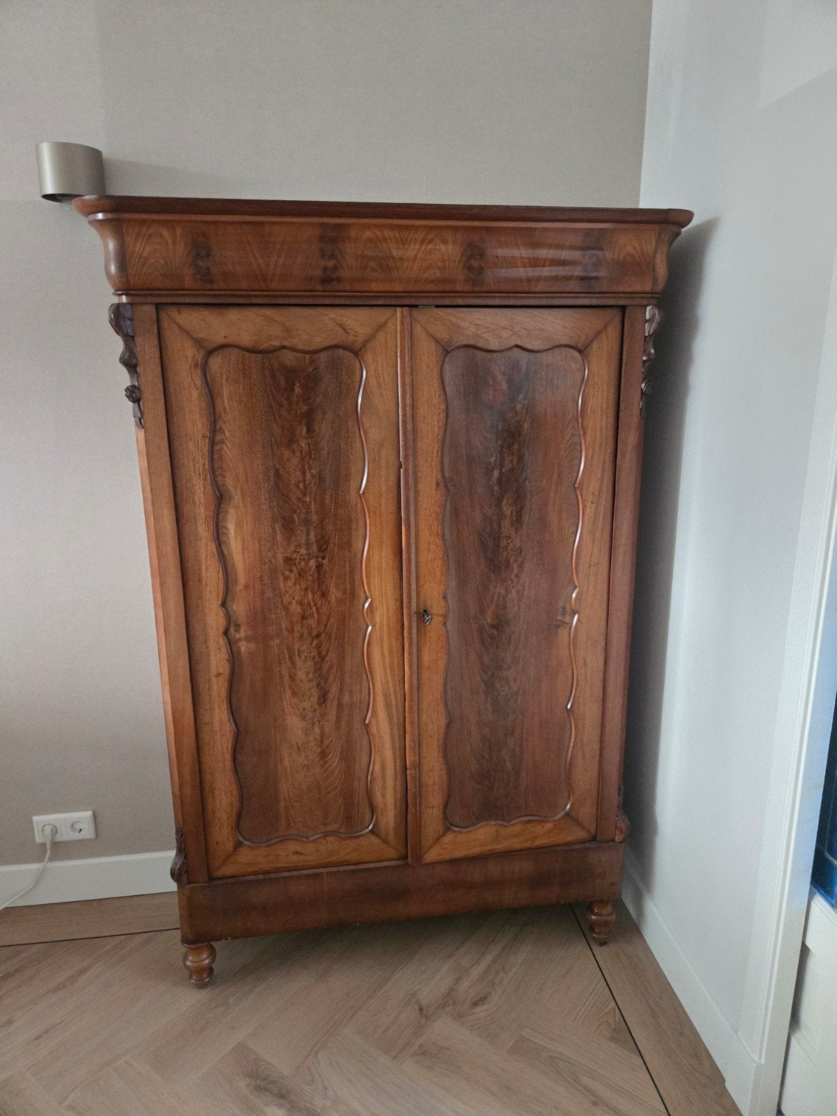 Antieke biedermeier kast met lades en planken, Antiek en Kunst, Antiek | Meubels | Kasten, Ophalen