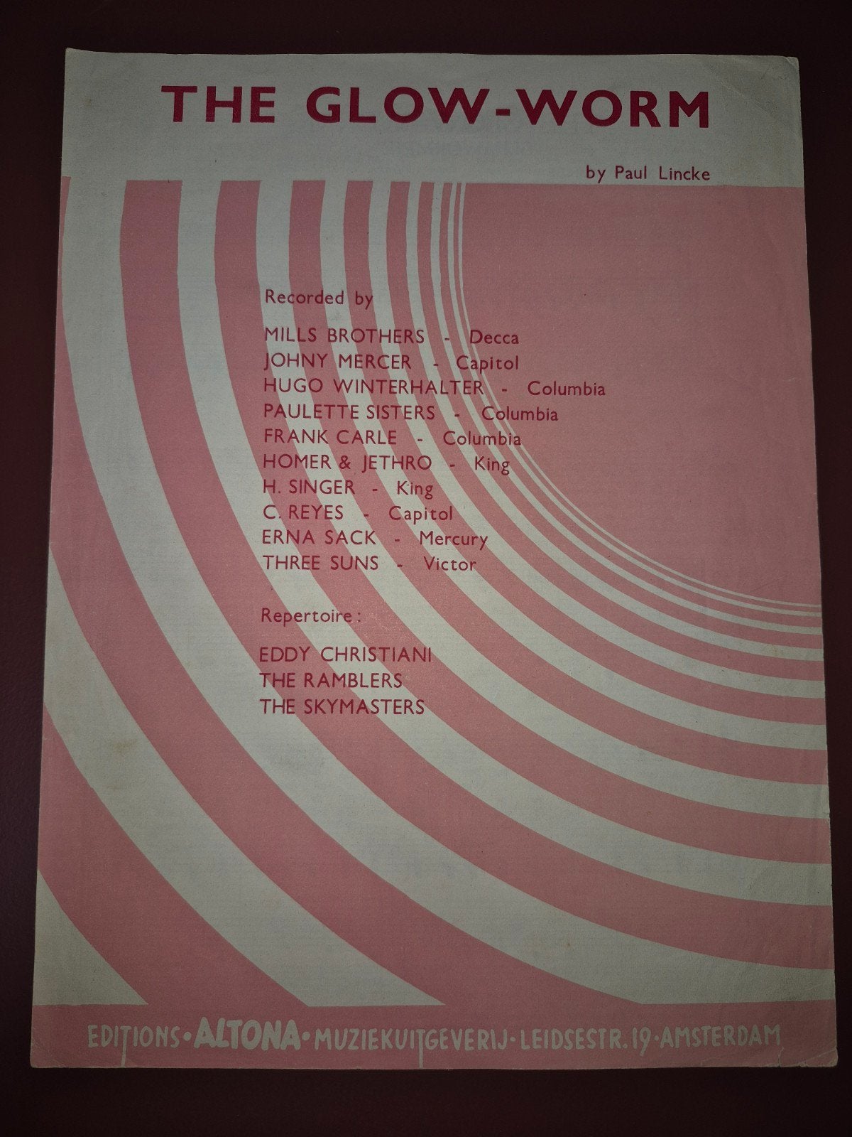 Bladmuziek: The Glow-Worm (Glimwormpje) - Paul Lincke, Piano, Gebruikt, Ophalen of Verzenden, Thema