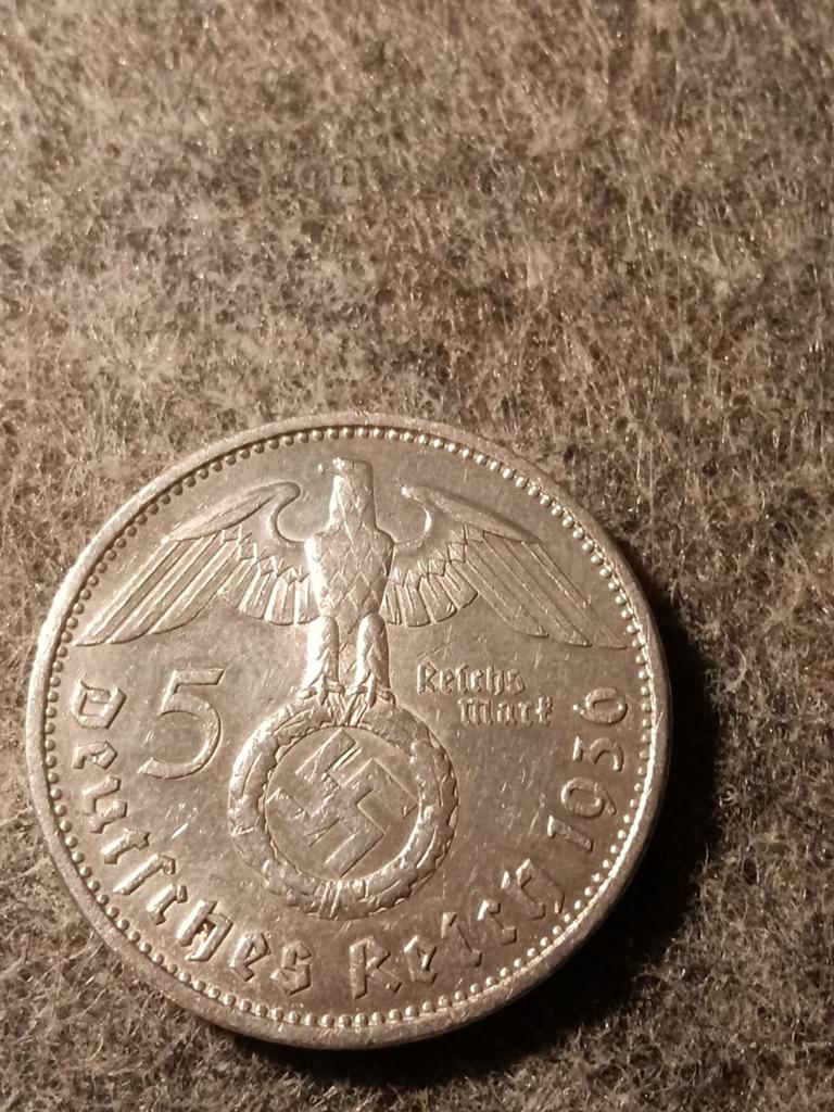 Vijf reichsmark 1936 zilver Duitsland 1940-1945, Ophalen of Verzenden, Duitsland, Embleem of Badge