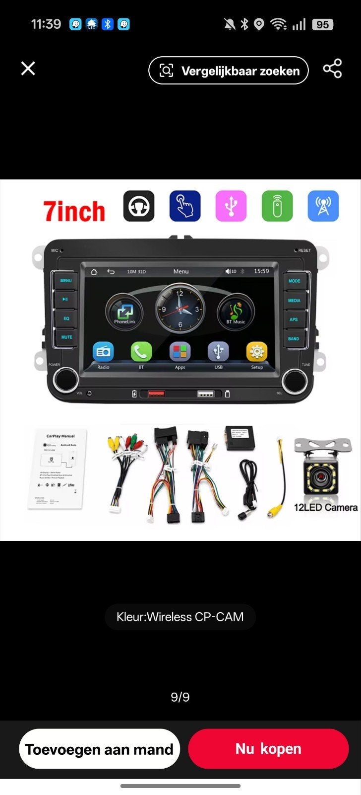 7 inch Android Auto Radio met CarPlay en Bluetooth, Ophalen of Verzenden, Nieuw