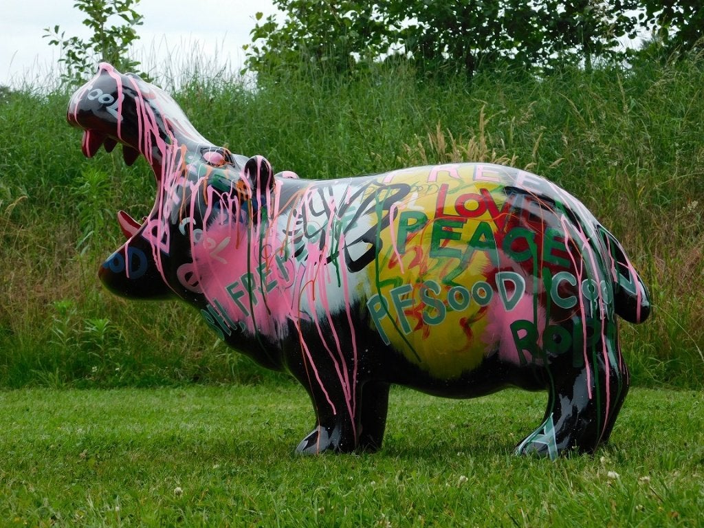 Beeld Nijlpaard Kunstdesign - 95 x 70 cm, Ophalen of Verzenden