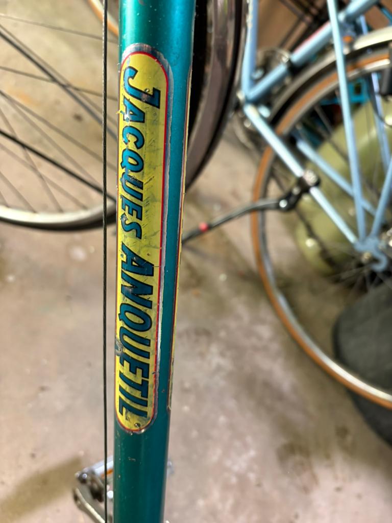 80er jaren Jaques Anquetil wielrenfiets uit Frankrijk, Ophalen, Velgrem, Jaren '60 of nieuwer