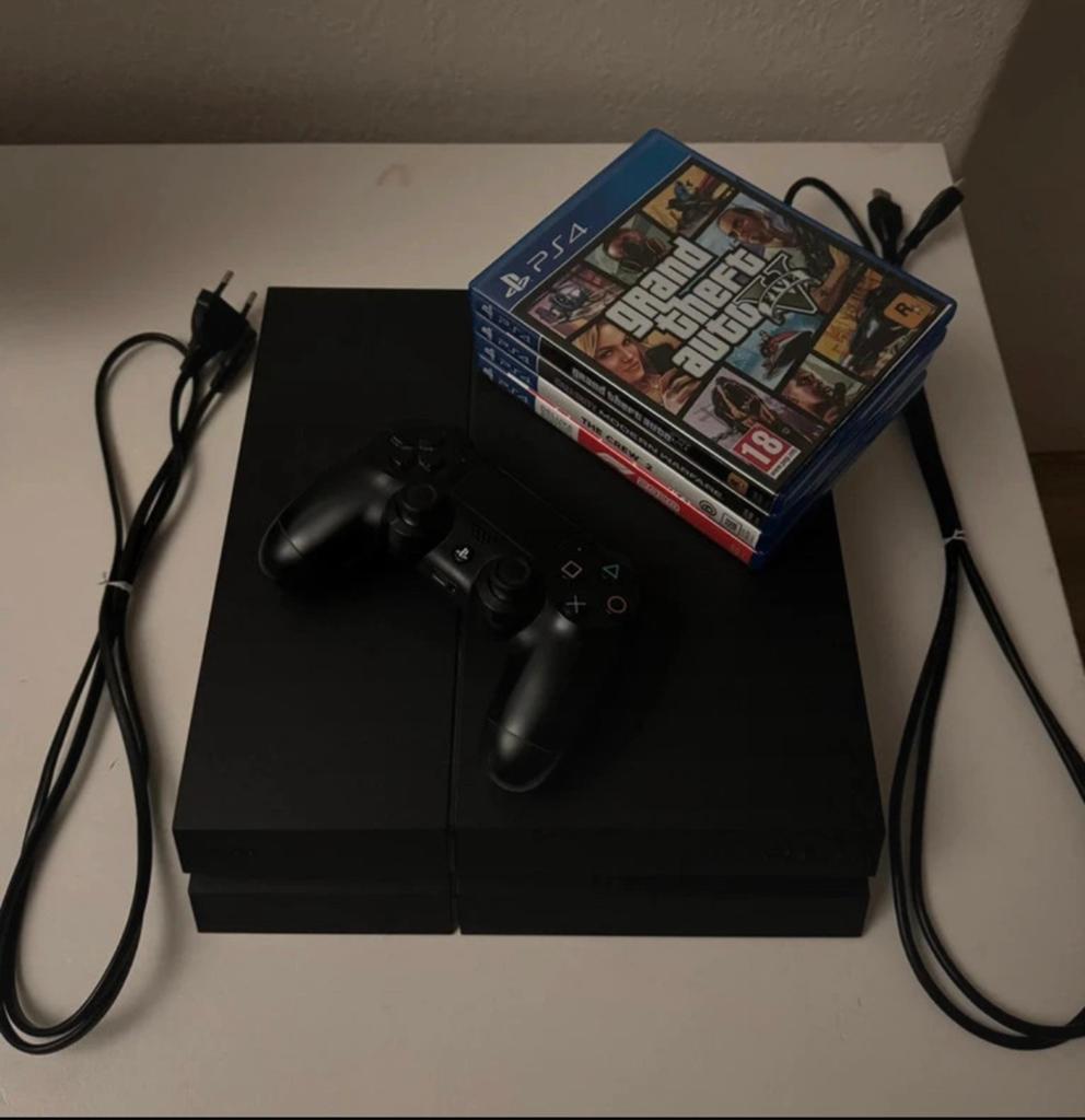 Playstation 4 | 500GB | +4 games, Spelcomputers en Games, Spelcomputers | Sony PlayStation 4, Zo goed als nieuw, Original, 500 GB