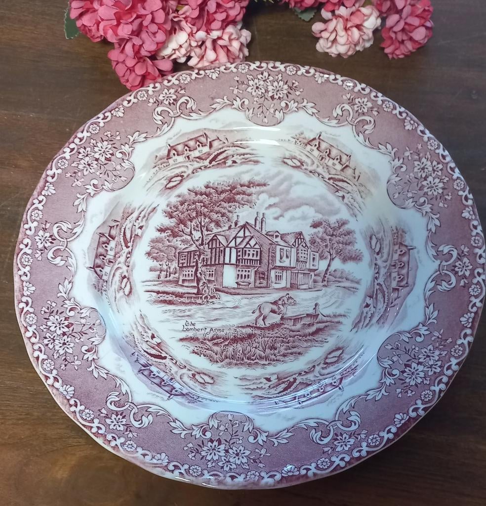 Mooi brocant Engels bord,rood,English Country Inns,Grindley, Ophalen of Verzenden