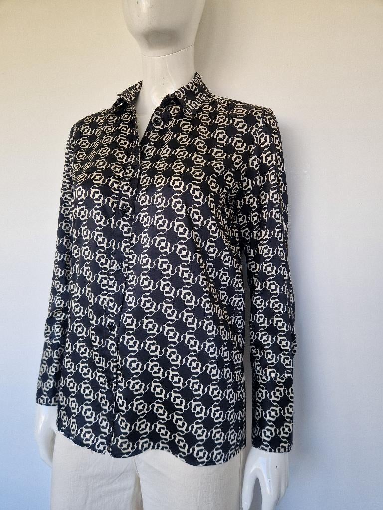 Sandro Paris blouse. Maat 1, Zwart/kettingprint., Sandro Paris, Nijmegen, Zwart, Verhip-vintage.nl