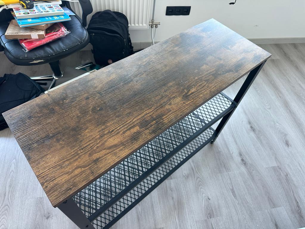 Industriële console tafel / bijzettafel met 2 planken, Ophalen of Verzenden, Gebruikt