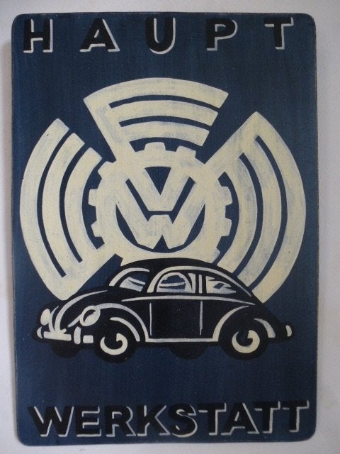 Vintage houten reclame paneel VW Kever/Volkswagen/mancave, Ophalen of Verzenden, Nieuw, Auto's