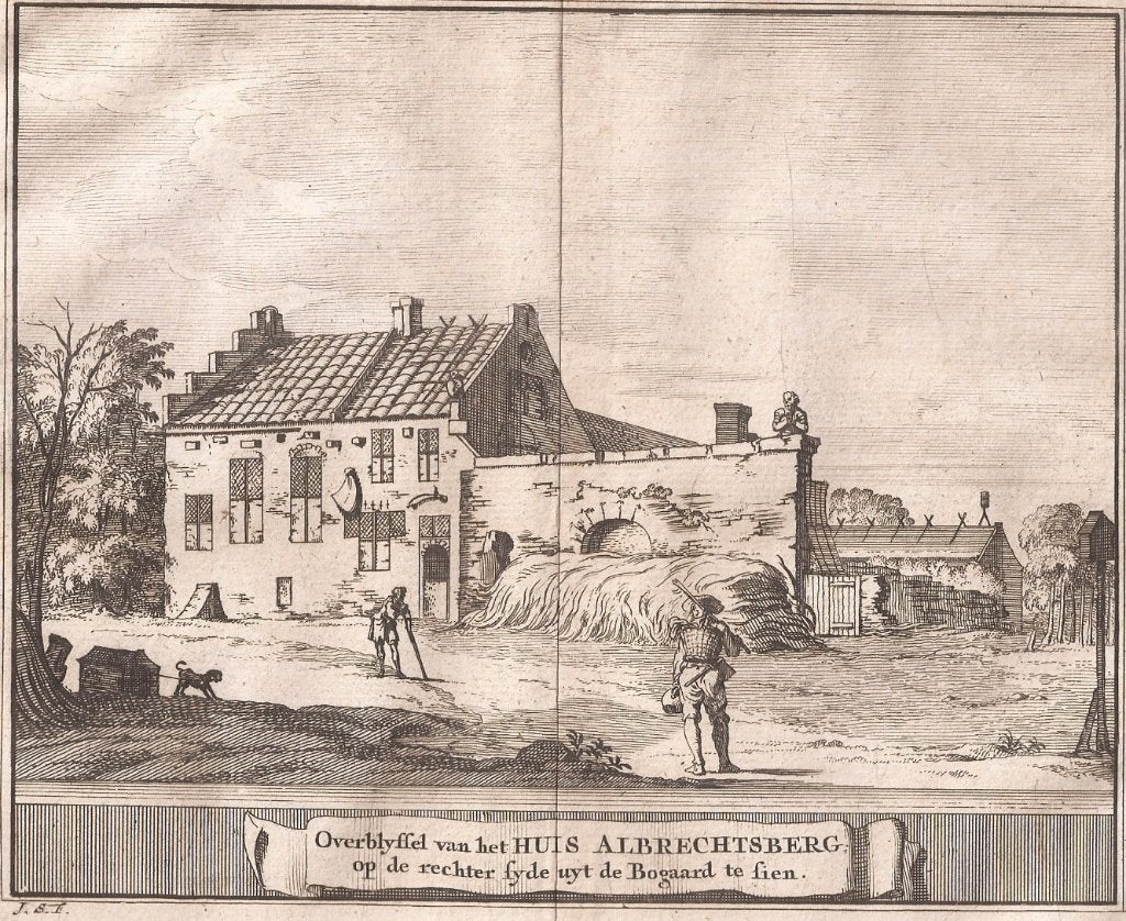 Bloemendaal Overblijfsel Huis Albrechtsberg uyt de Bogaard, Origineel, Ophalen of Verzenden, Gravure, 13 cm