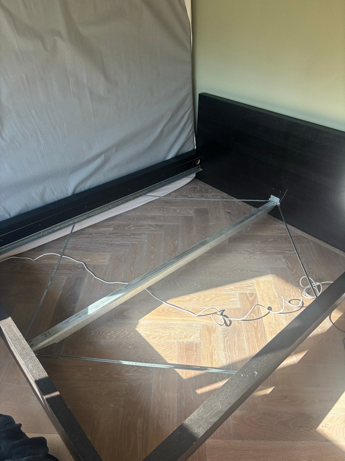Malm bed 160x200 met 2 lattenbodems, Huis en Inrichting, Slaapkamer | Bedden, Ophalen, Gebruikt, Zwart, Tweepersoons