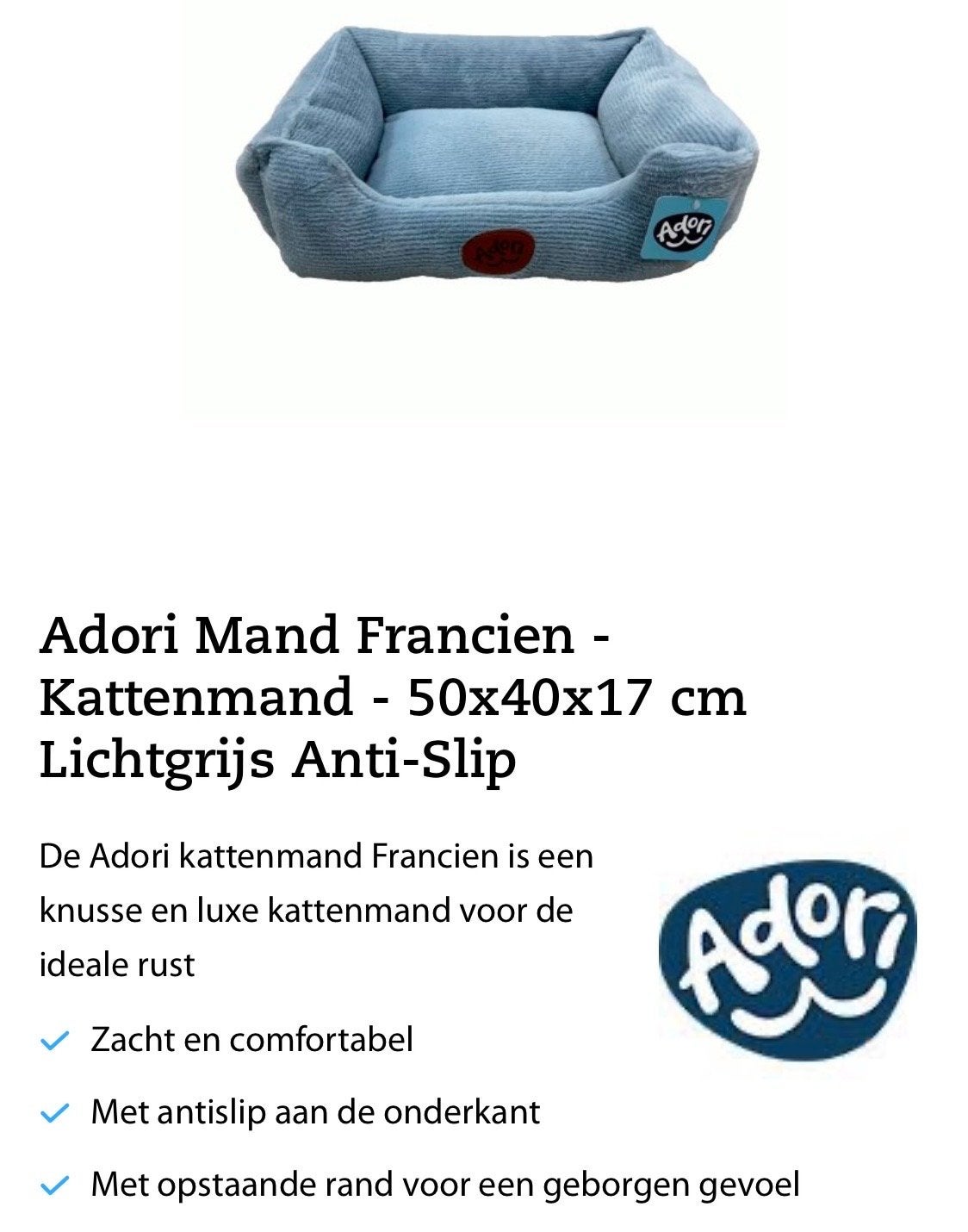Adori Mand Francien Kattenmand 50x40x17cm, Ophalen of Verzenden, Zo goed als nieuw, Overige