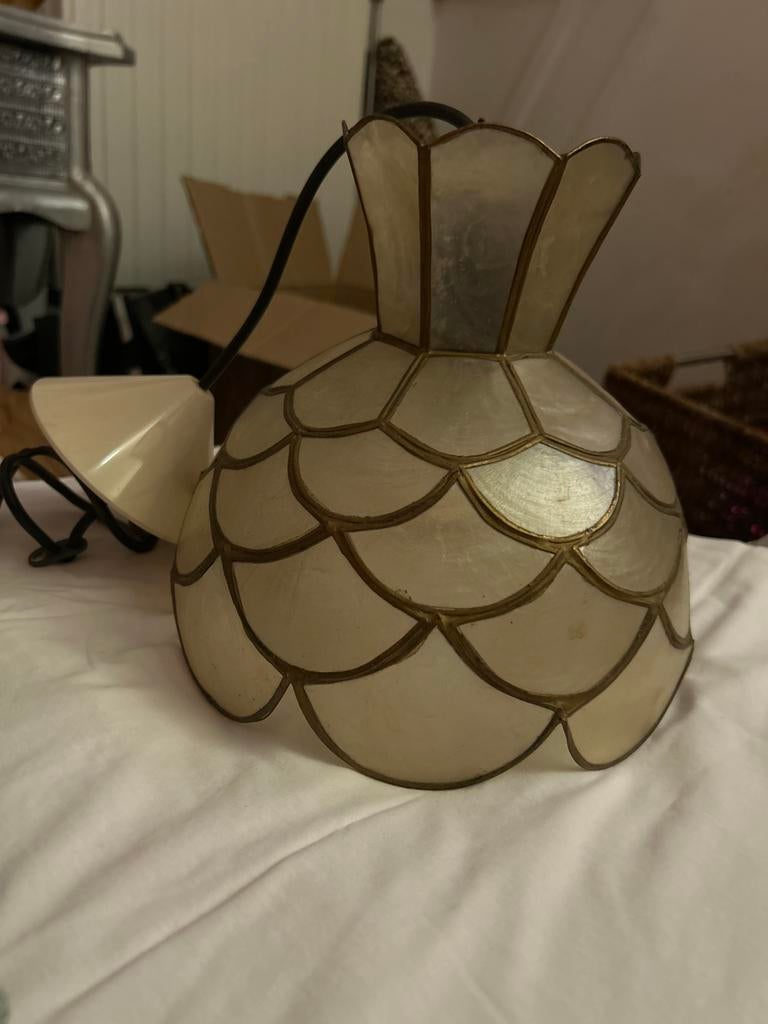 Vintage Capiz Schelpen Hanglamp - Uniek Design, Ophalen, Zo goed als nieuw