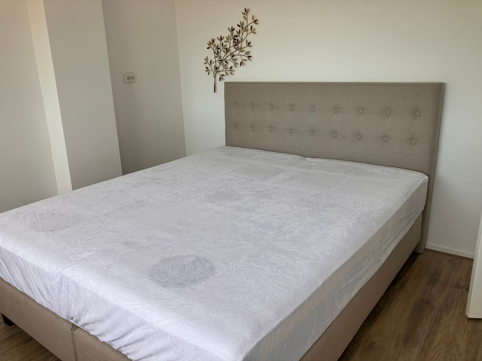 Hoofdbord 180cm landelijk knopen, Huis en Inrichting, Slaapkamer | Bedden, Ophalen, Tweepersoons, 180 cm, Stof