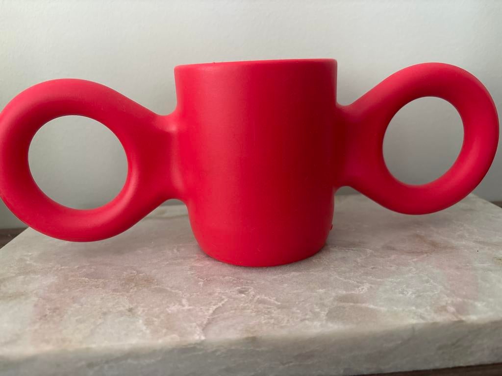 Kinder beker gipsen drinkbeker Dombo rood z.g.a.n., Ophalen of Verzenden, Zo goed als nieuw