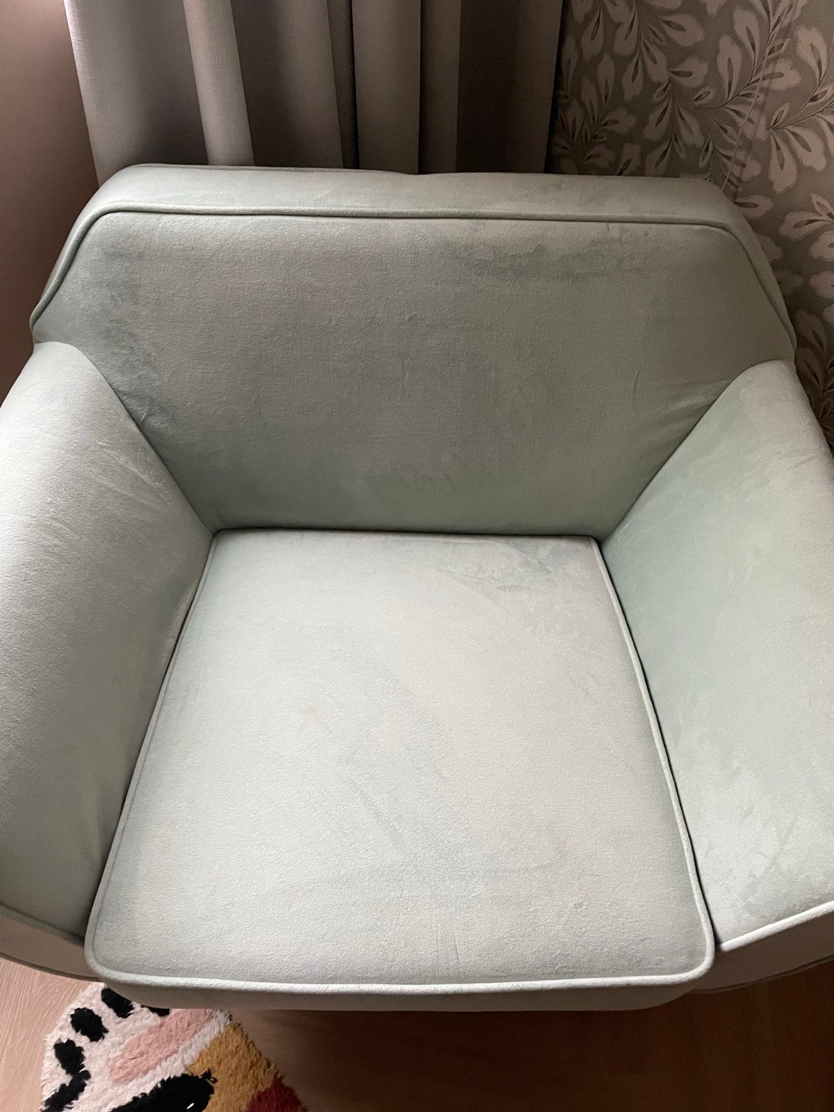 Woood Fauteuil Mintgroen Fluweel, Ophalen, Gebruikt, Stof, 75 tot 100 cm