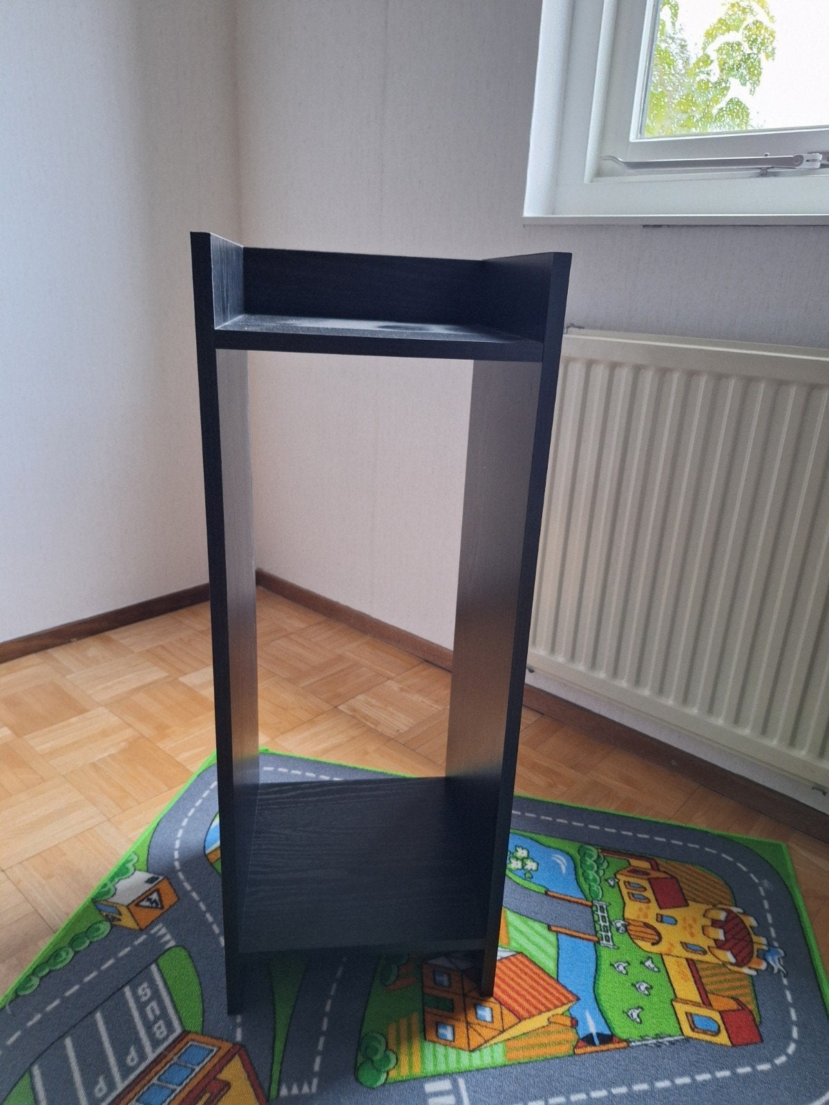 Eiken zwart houten smalle kast/plantenstandaard, Ophalen, Met plank(en), Minder dan 50 cm, Eikenhout