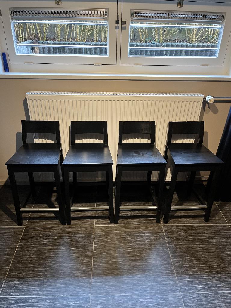 4x IKEA Nordviken barkrukken – zwart, Ophalen, Gebruikt, 60 tot 90 cm, 4 krukken