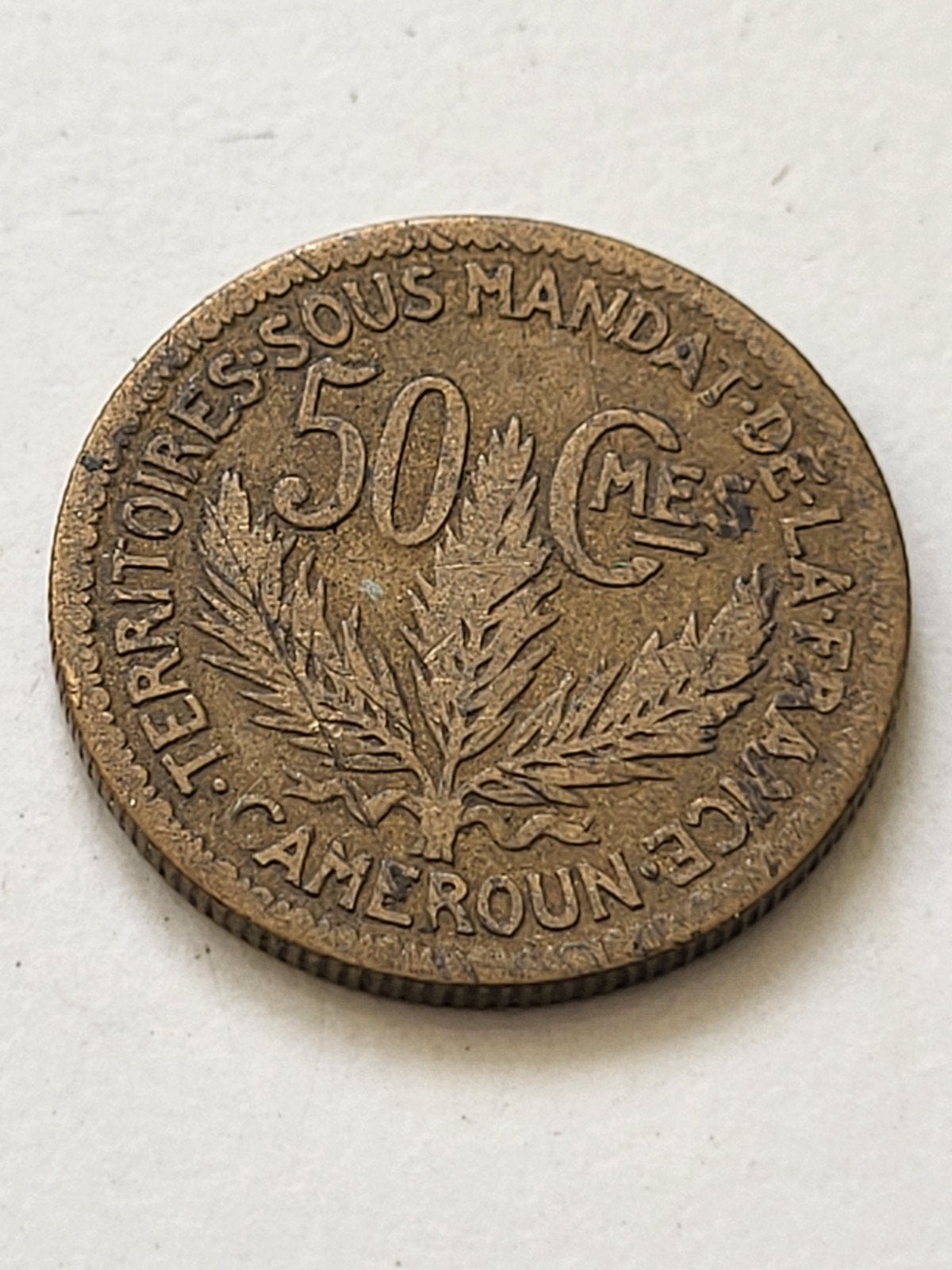 Munt Kameroen 50 Centimes 1924 Republique Francaise, Ophalen of Verzenden, Losse munt