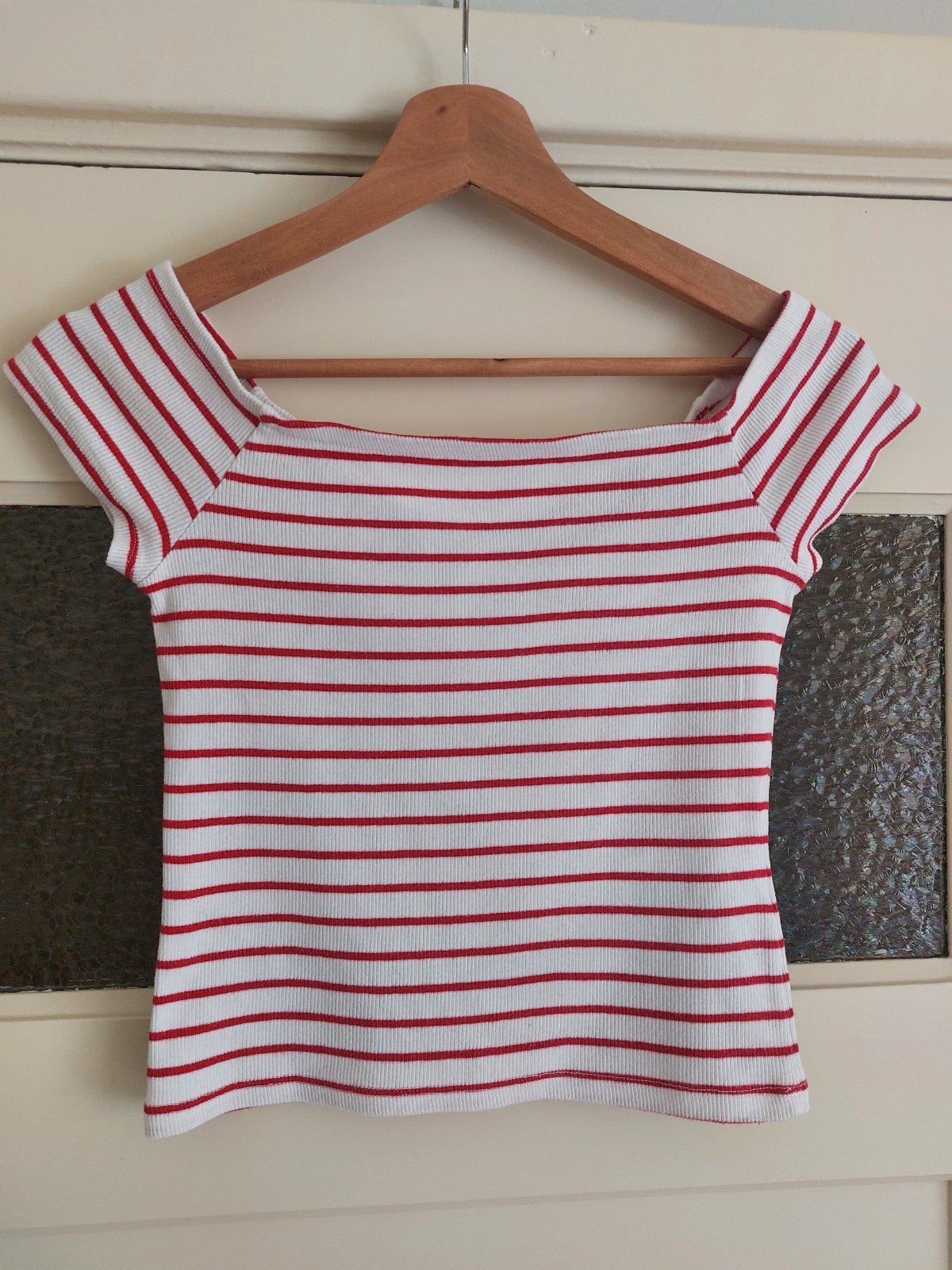 Tijdloze en vrouwelijke top met Bretonse streep maat M, Ophalen of Verzenden, Korte mouw, Gedragen, Fb sisters