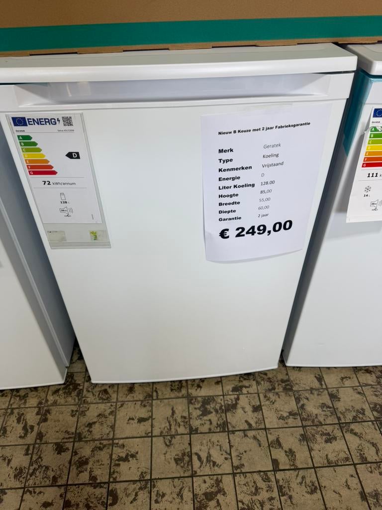 Tafelmodel koelkast zonder vriesvak nieuw, Witgoed en Apparatuur, Koelkasten en IJskasten, Geratek, Zonder vriesvak, Minder dan 85 cm
