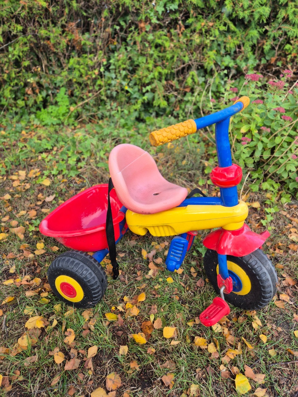 Kleurrijke driewieler met kieper, Ophalen, Gebruikt, Trapvoertuig