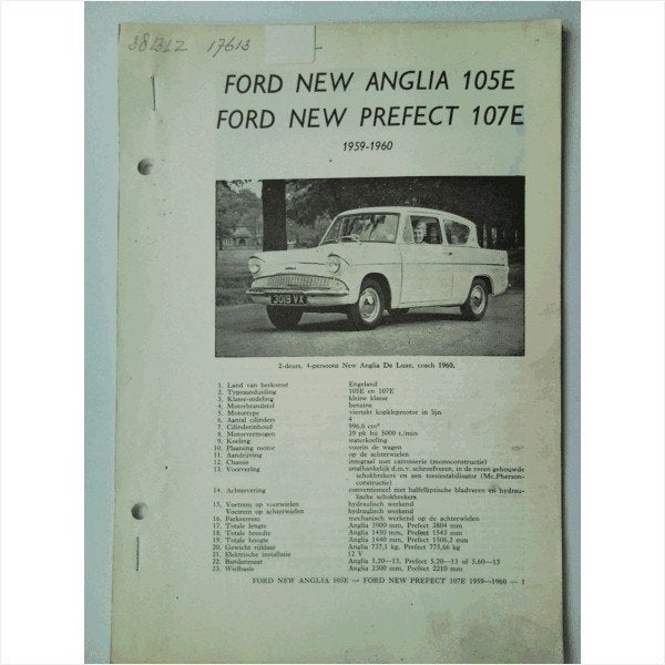 Ford Anglia Perfect Escort Squire Vraagbaak losbladig 1959-1, Ophalen of Verzenden, Gelezen, Ford