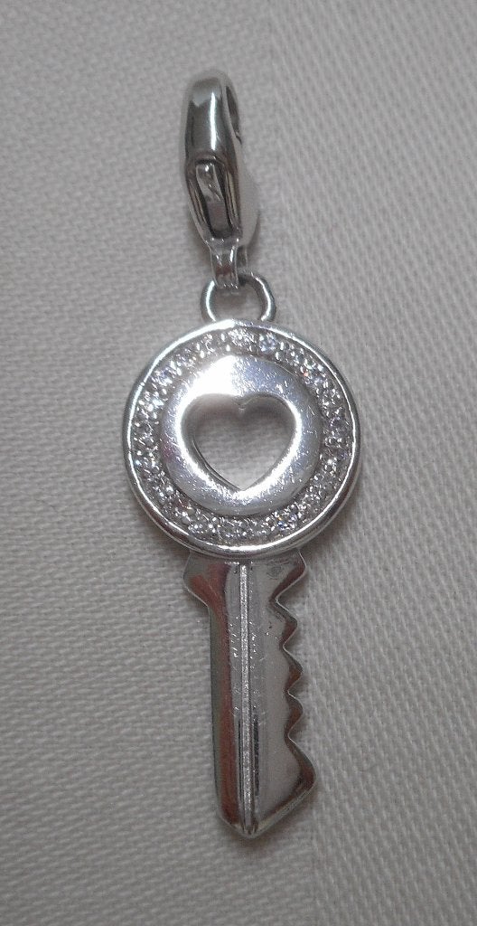 Zilveren  Zinzi hanger sleutel met steentjes nr.697, Verzenden, Zo goed als nieuw, Zilver, Zilver