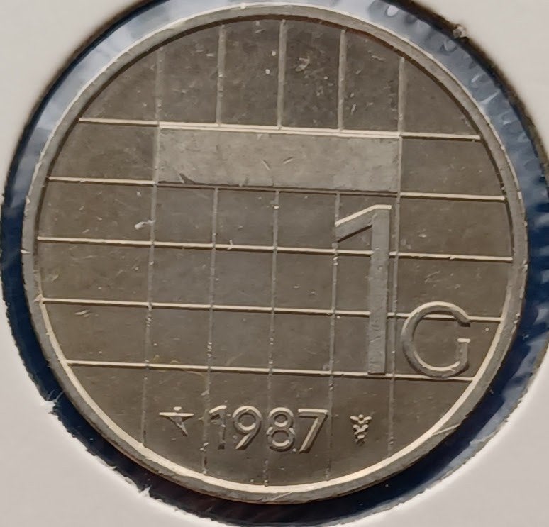 1 gulden 1987 - Beatrix Unc - in munthouder, Verzenden, Koningin Beatrix, 1 gulden, Losse munt
