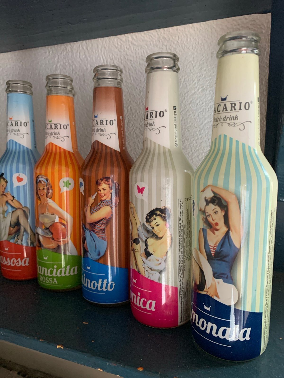 Lege Macario Retro Drink Flesjes - Pin-up Design Collectie, Ophalen of Verzenden, Gebruikt
