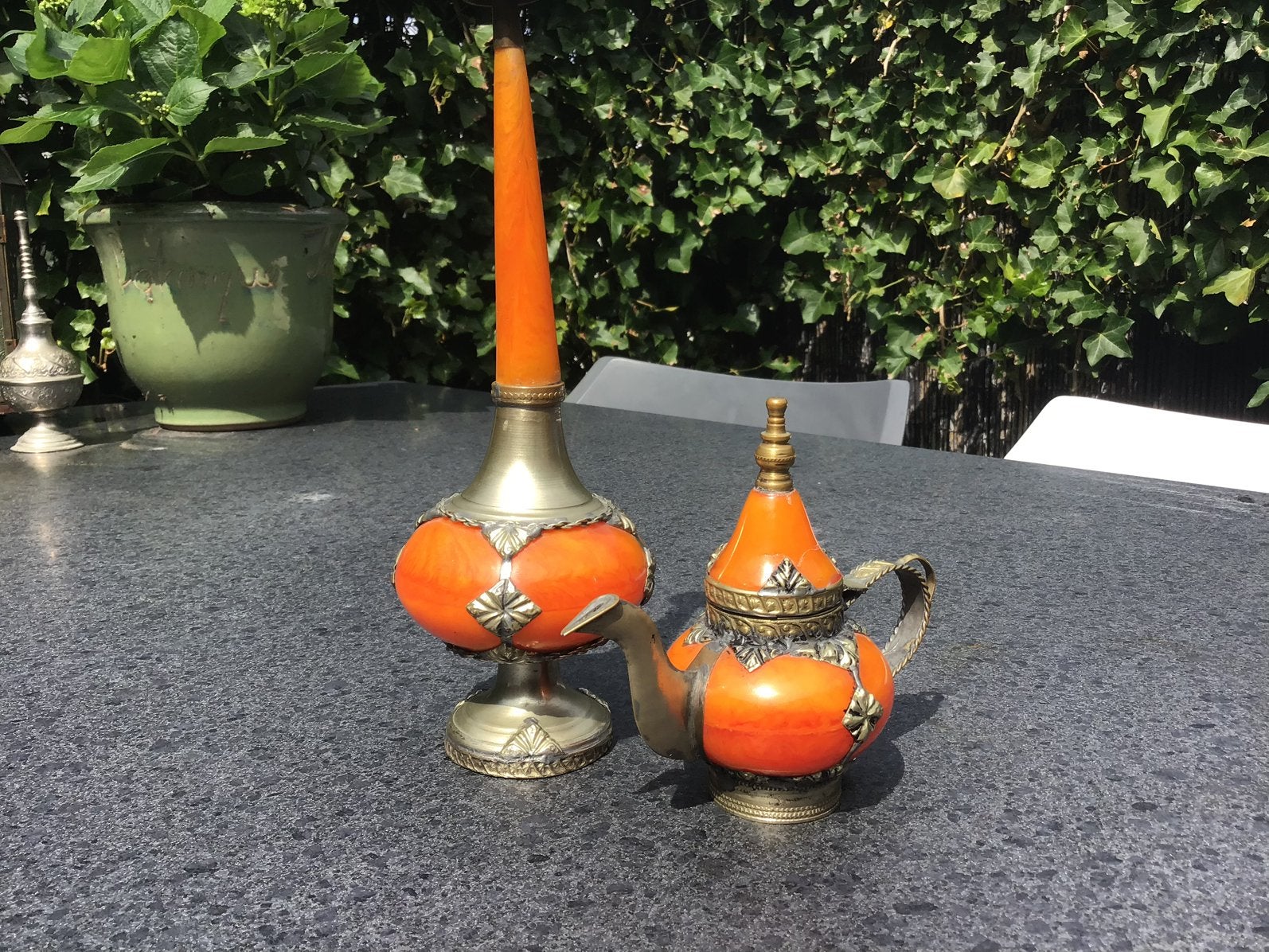 Vintage Marokkaanse Amber set rozenwater, Ophalen of Verzenden
