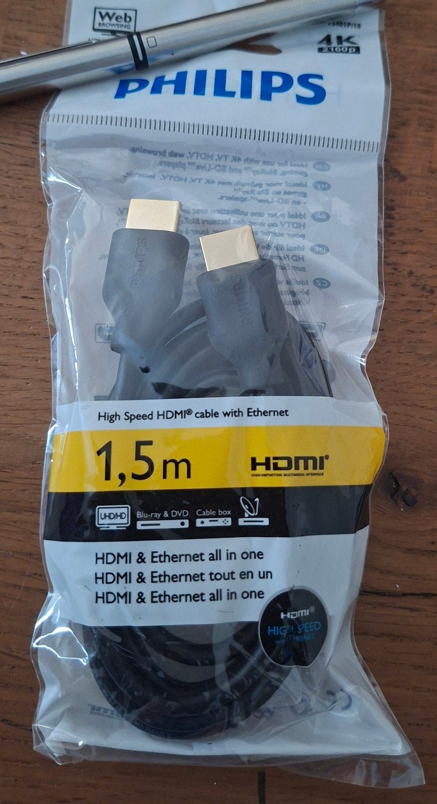 Philips High Speed HDMI-kabel met Ethernet - 1,5m, Ophalen of Verzenden, Nieuw, Minder dan 2 meter, HDMI-kabel