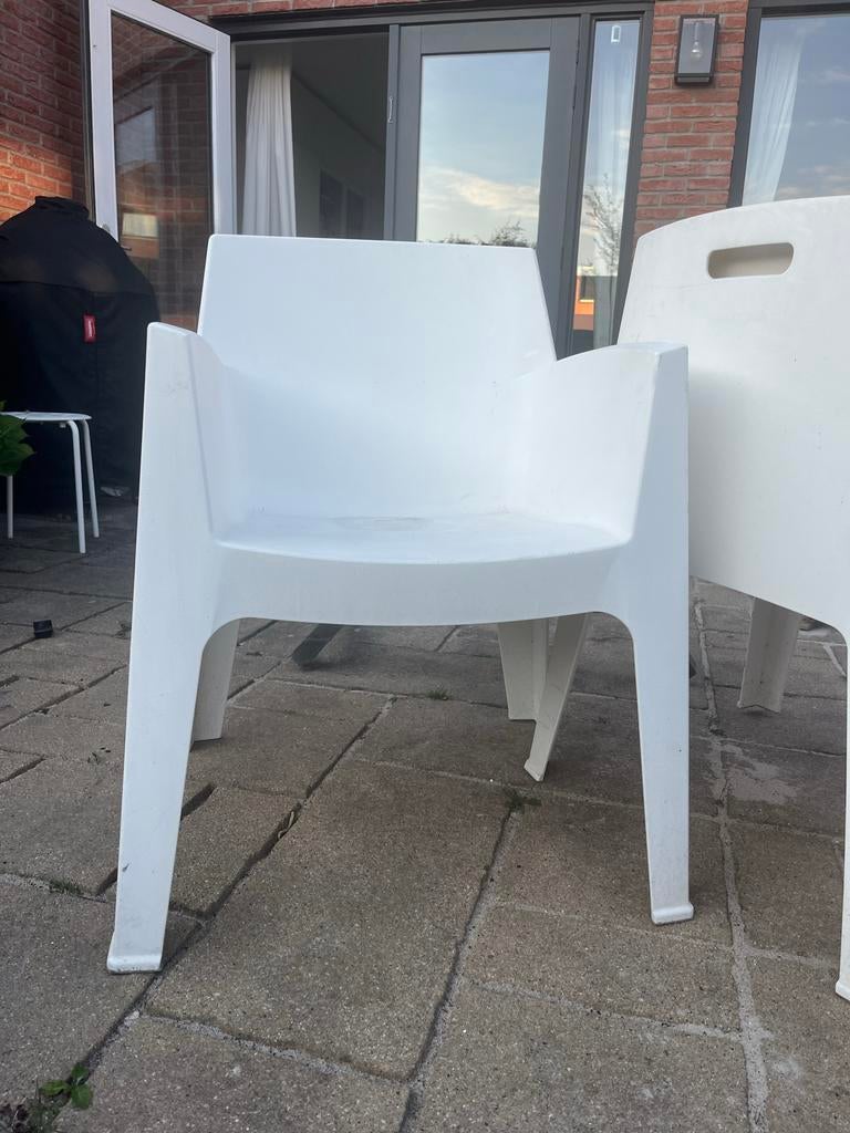 6 mooie witte tuinstoelen, Ophalen of Verzenden, Zo goed als nieuw, Kunststof