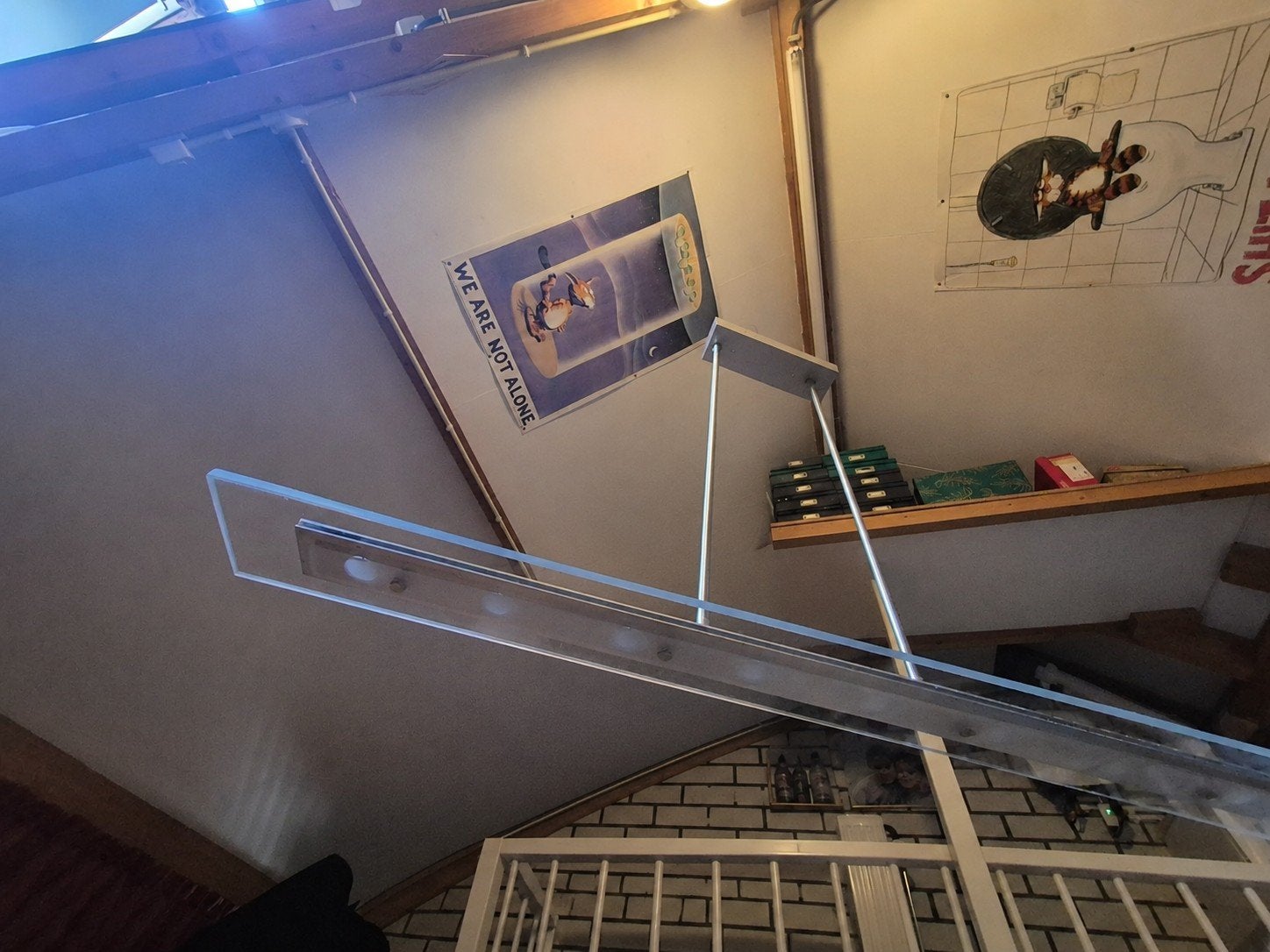 Moderne LED hanglamp met dimmer, 150 cm breed, Ophalen, 100 tot 150 cm, Zo goed als nieuw, Glas