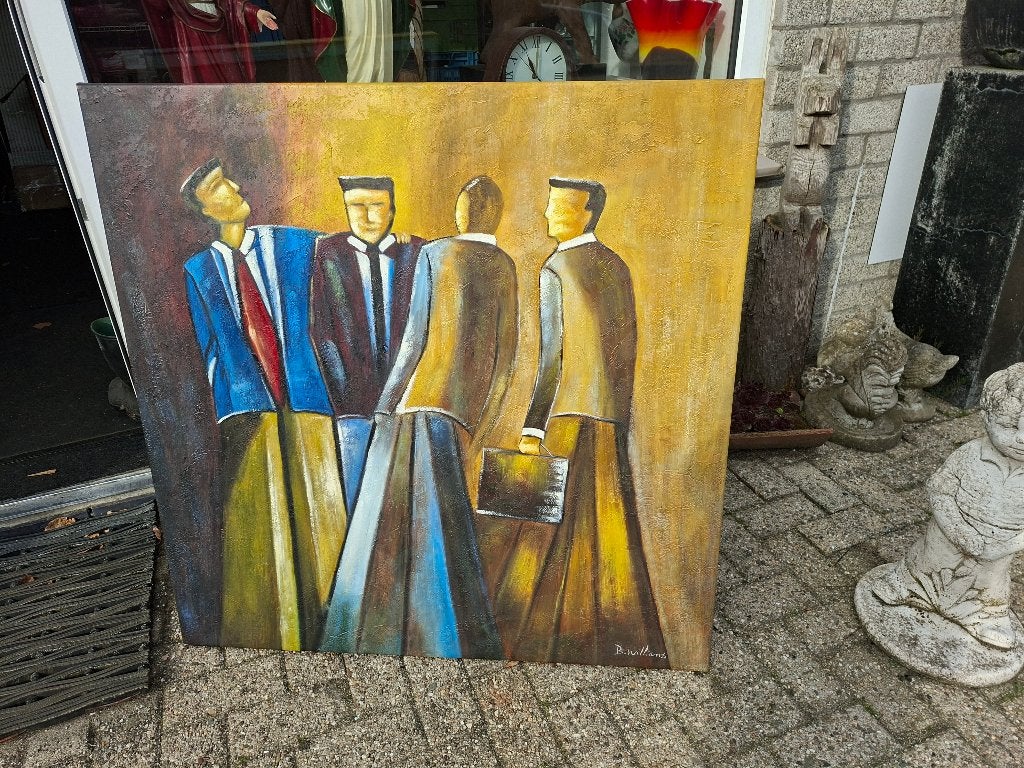Modern Schilderij 'Zakenlieden' - 100x100 cm, Ophalen
