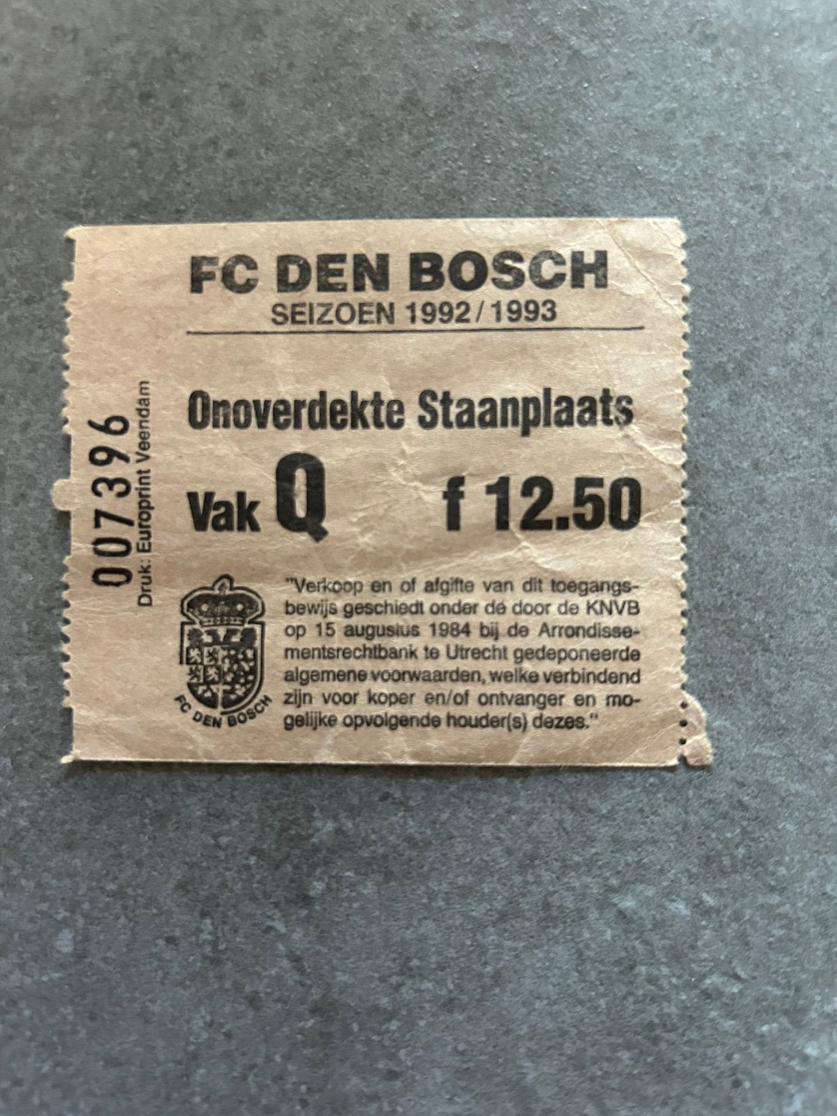 FC Den Bosch - NAC 92-93 promotie ticket, Verzamelen, Sportartikelen en Voetbal, Ophalen of Verzenden, Gebruikt, NAC Breda, Overige typen