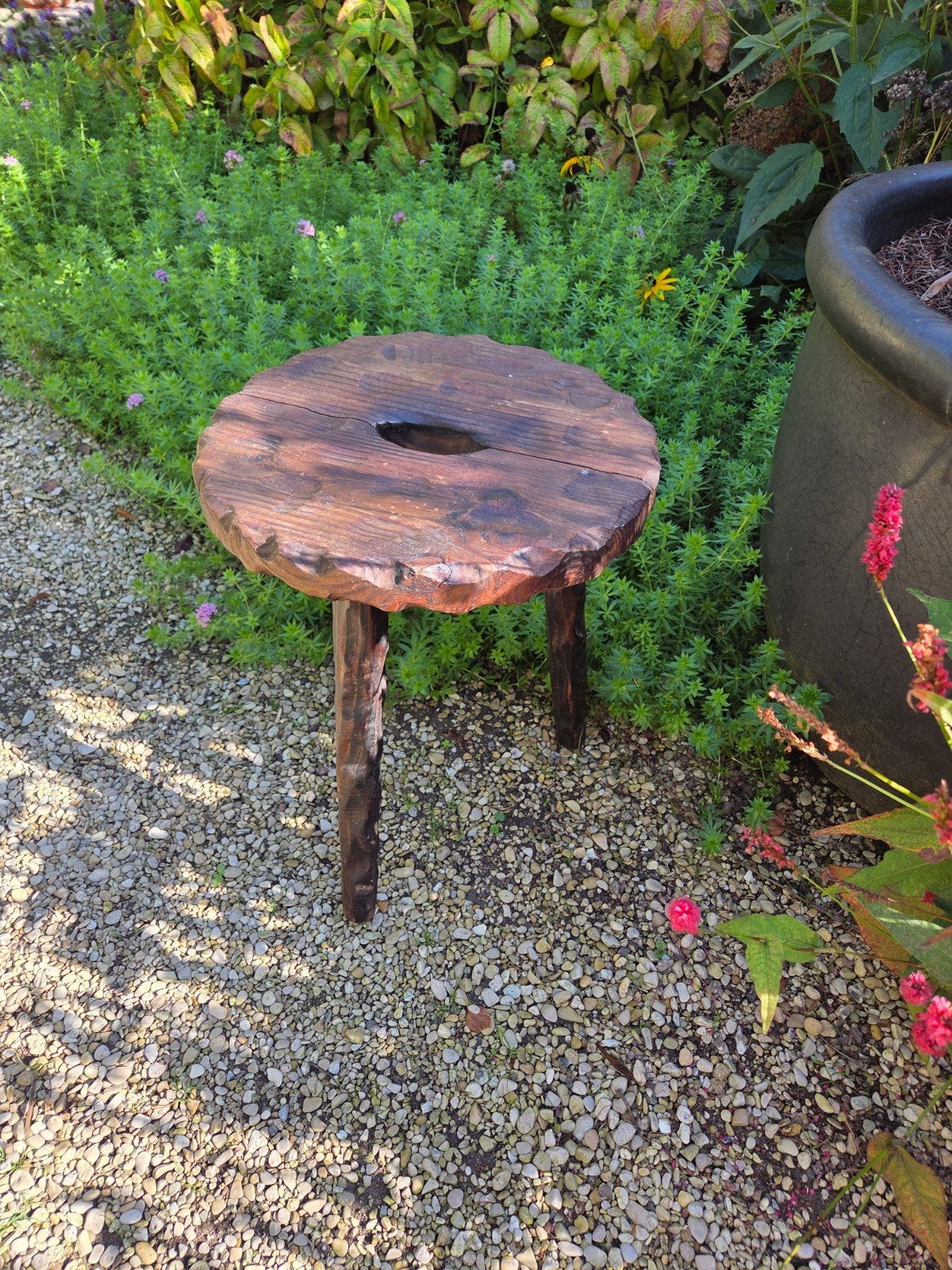 Rustieke houten kruk - handgemaakt, Ophalen of Verzenden, Gebruikt, Hout