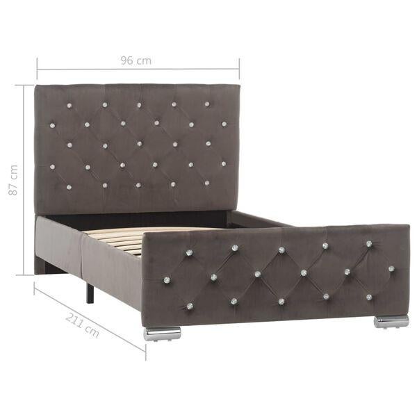 Eenpersoonsbed met gestoffeerd hoofdeinde, Huis en Inrichting, Slaapkamer | Bedden, Ophalen, 90 cm, Eenpersoons, Zo goed als nieuw