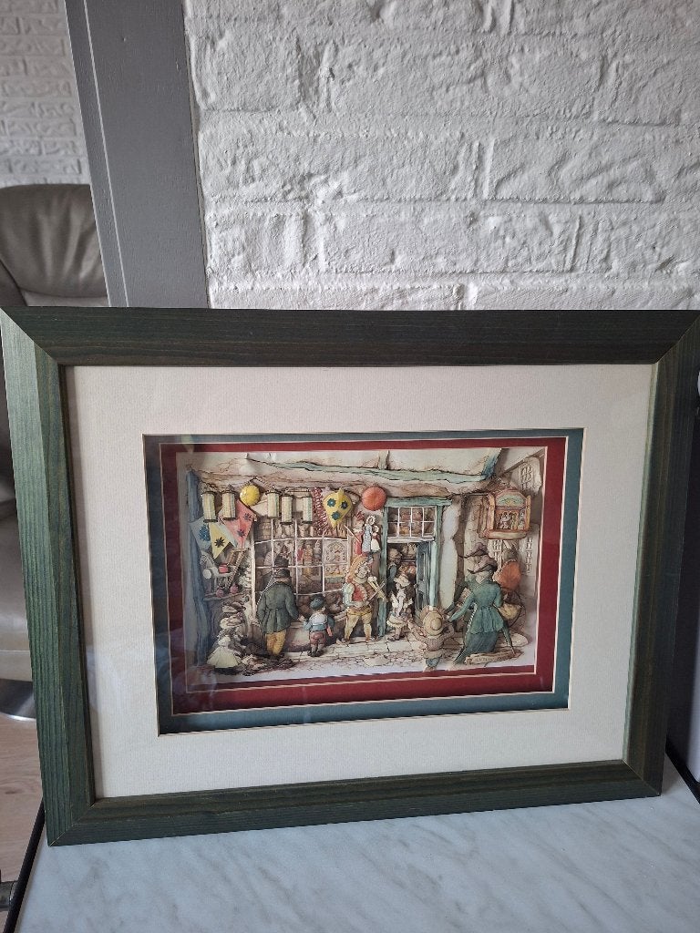 Anton Pieck 3D-kunstwerk  De Speelgoedwinkel, Ophalen, Zo goed als nieuw, Schilderij, 5 – 50