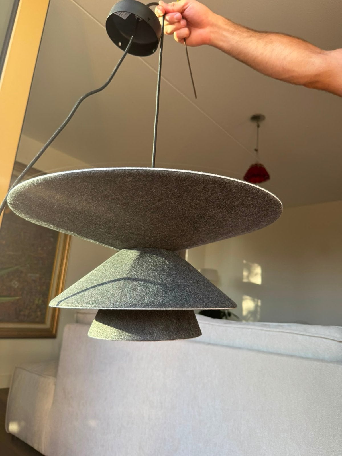 LOOM DESIGN LED hanglamp Morphic, zwart, vilt, Ø 50 cm, Ophalen of Verzenden, Nieuw, Textiel, Overige fittingen