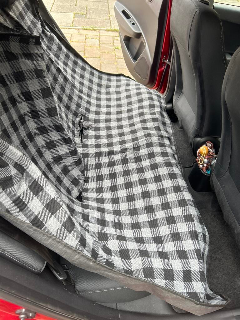 Hondenhoes voor achterbank auto - Zwart/wit geruit, Ophalen of Verzenden, Gebruikt