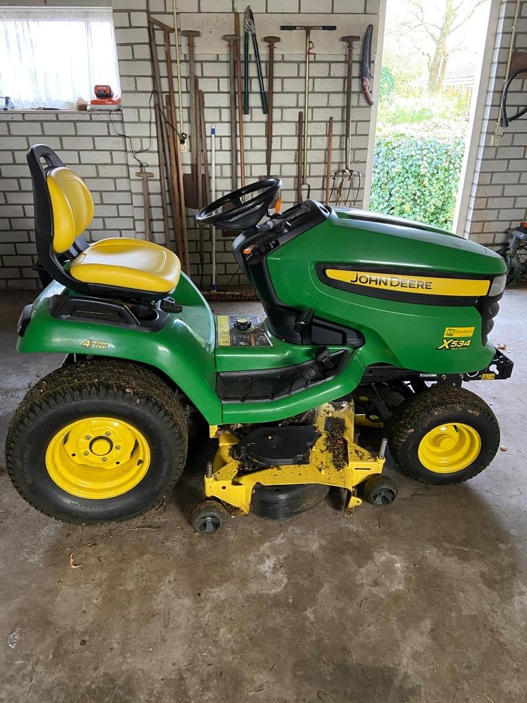 John Deere X534 Zitmaaier - Krachtig en Wendbaar, Ophalen of Verzenden, Gebruikt, Mulchfunctie, 120 cm of meer