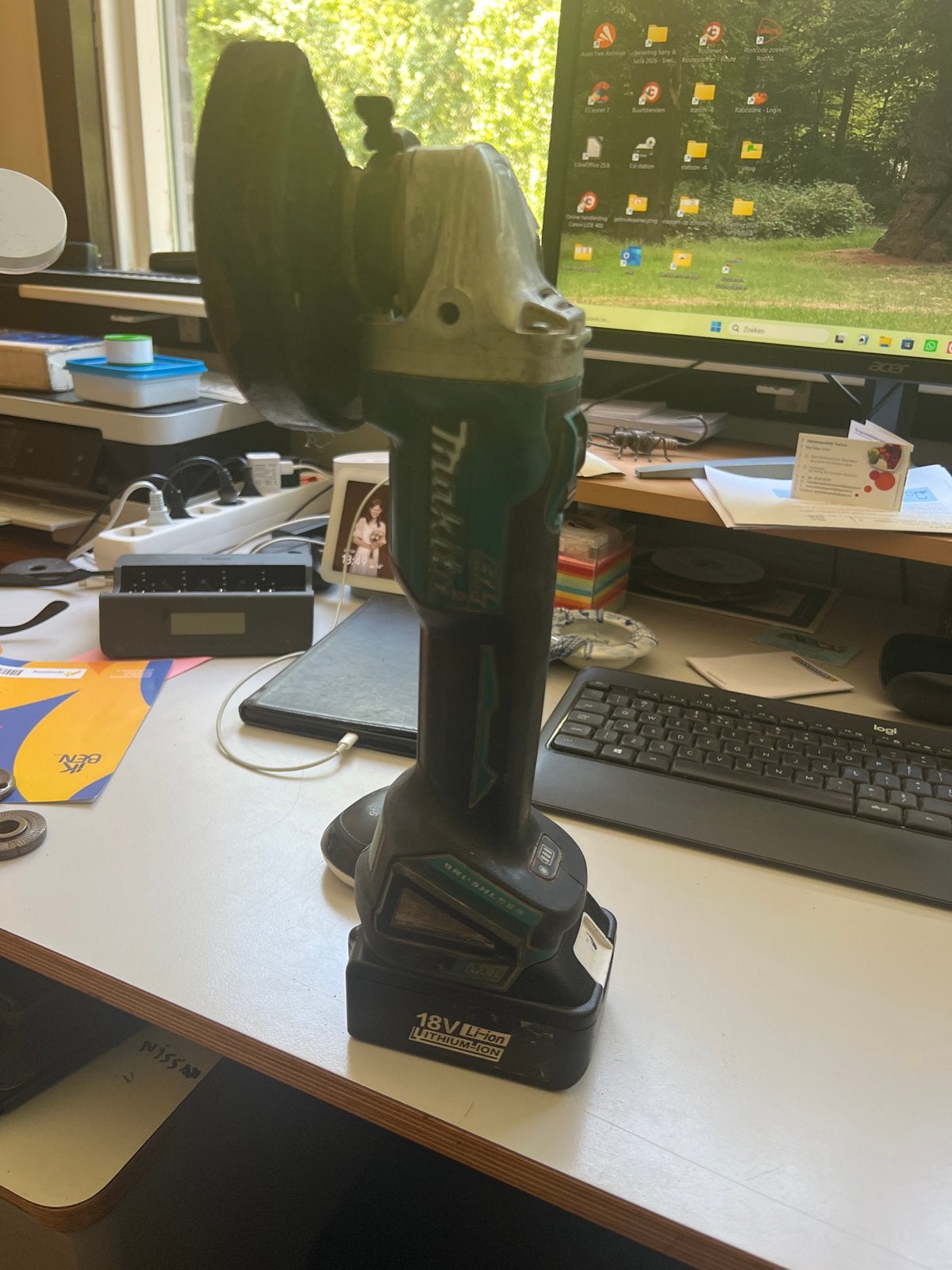 Makita 18V Accu Haakse Slijper - Gebruikt, Ophalen of Verzenden, Gebruikt