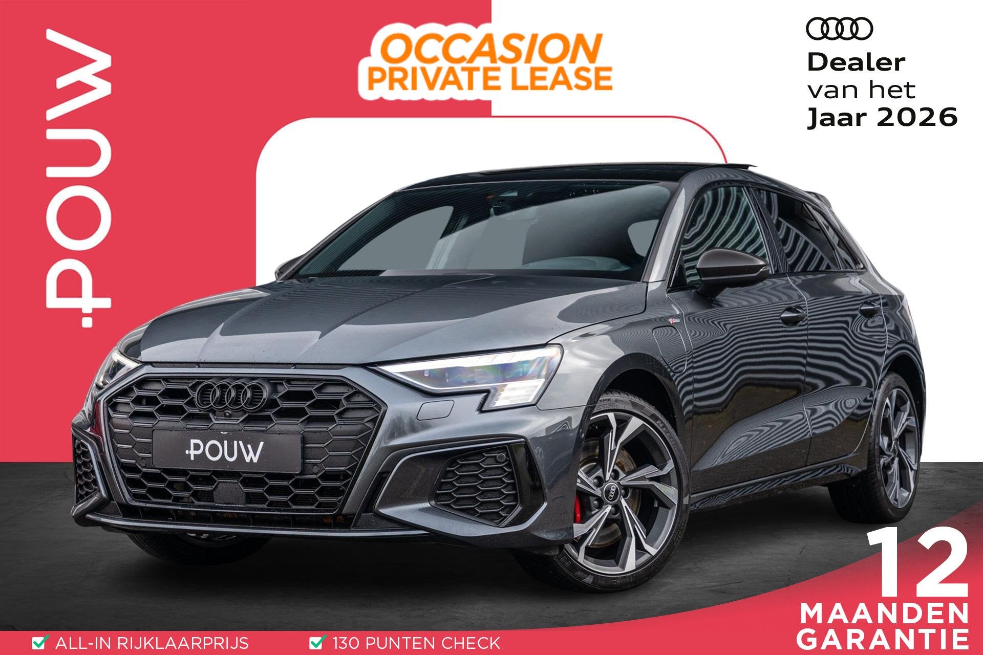 Audi A3 Sportback 45 TFSIe 245pk PHEV S Edition Competition, 12 maanden, 77 km/l, Gebruikt, 4 cilinders