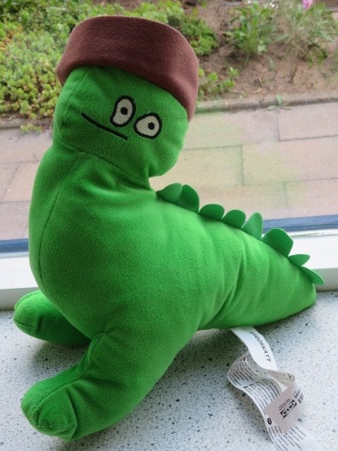 Sagoskatt van IKEA groen velours kat met bruin hoedje, Kinderen en Baby's, Groen, IKEA, Ophalen of Verzenden, Zo goed als nieuw