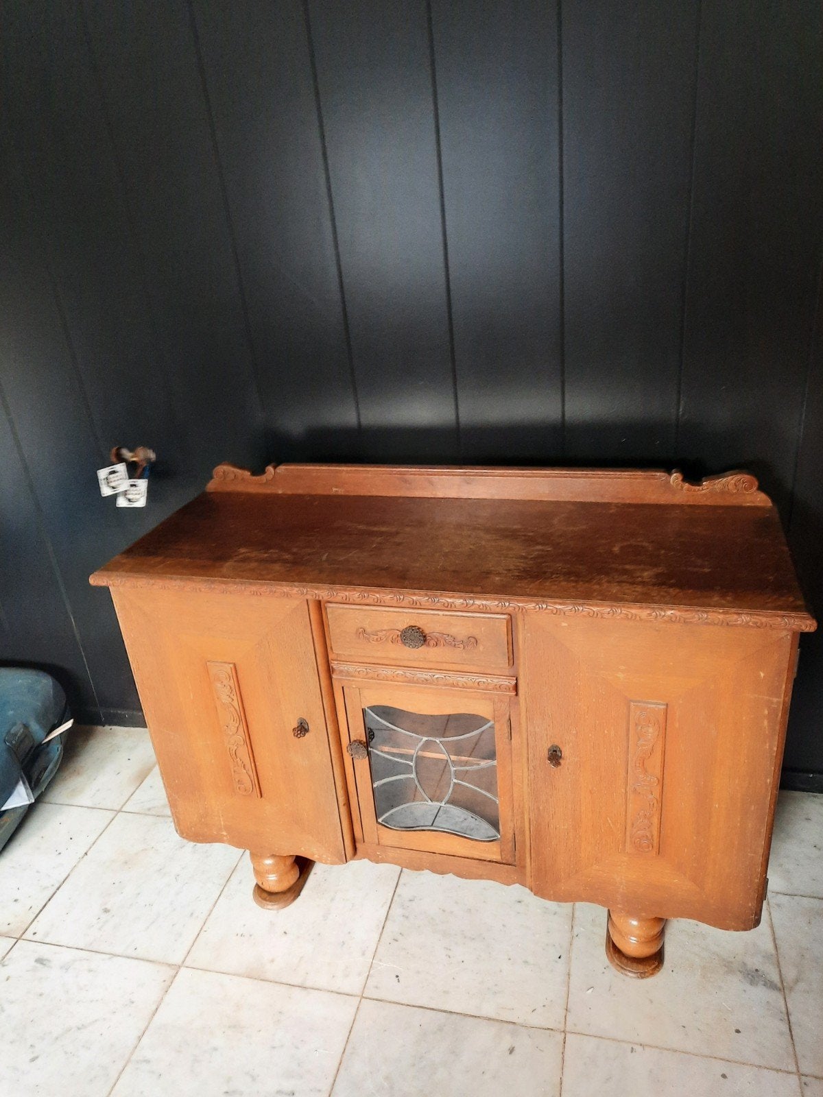 Antiek dressoir, Ophalen, Gebruikt, 25 tot 50 cm, Glas