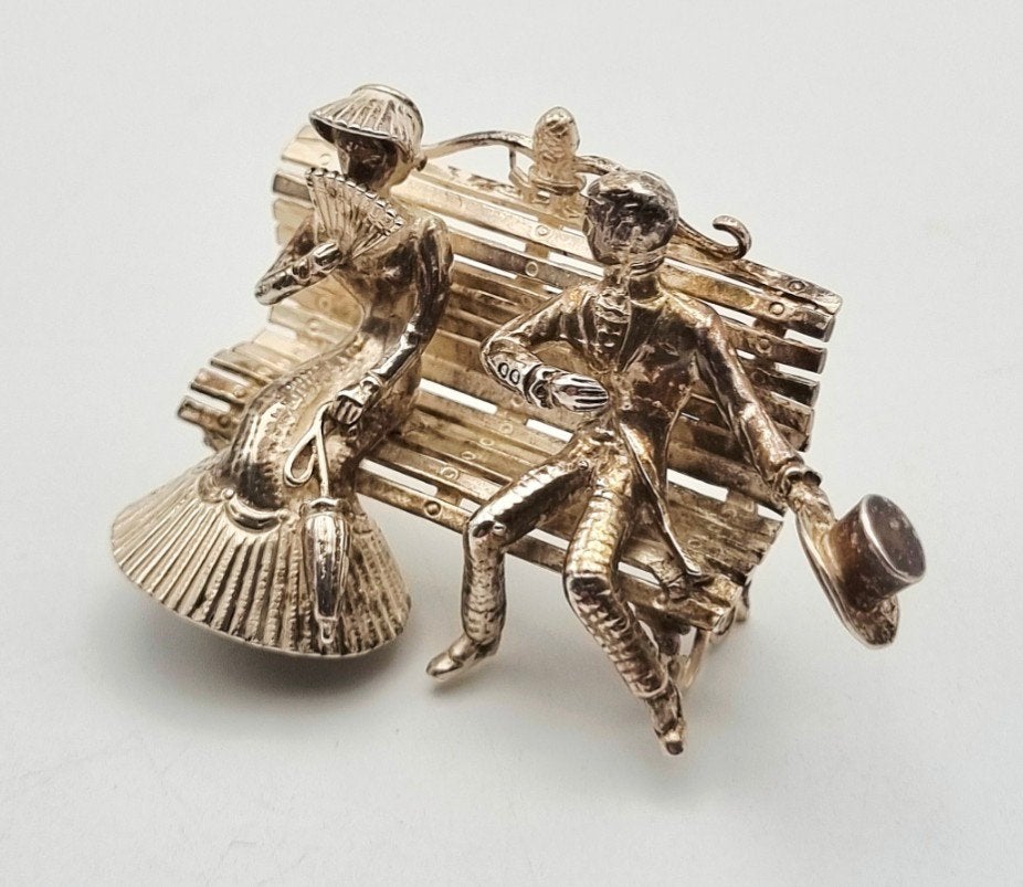 Zilveren Miniatuur 835: Romantisch Paar op Bankje, Ophalen of Verzenden, Zilver