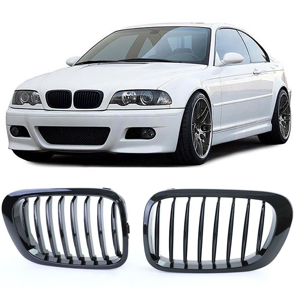 Grill Nieren Voor Bmw 3 Serie E46 Coupe Cabrio Glans Zwart E