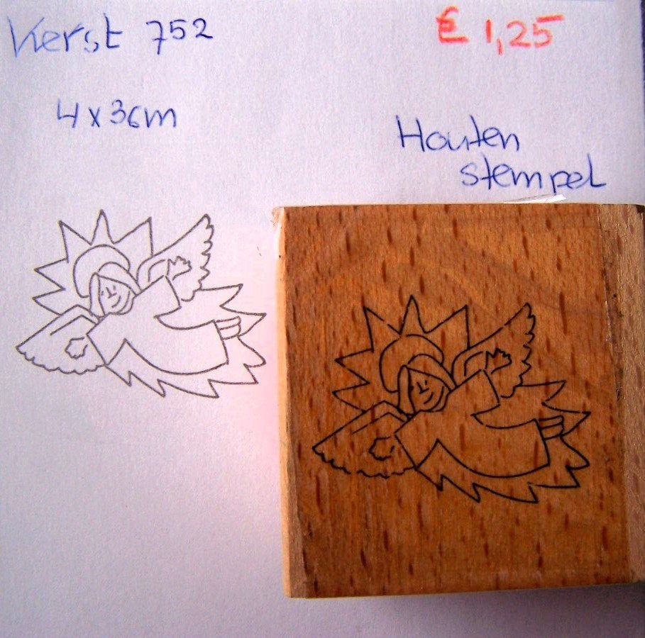 Kerst 752 Houten stempel, Ophalen of Verzenden, Gebruikt, Houten stempel