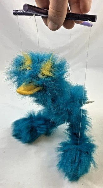 Doozy marionet vogel blauw pluche handpop beweegbaar, Coolsingel 104, 3011 AG Rotterdam, Netherlands, Overige merken, Overige typen