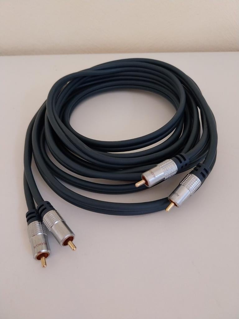 Audio Interlink Kabel - RCA - 2x Tulp - Zwart 5 meter, Ophalen of Verzenden, Gebruikt, 2 tot 5 meter, Interlink-kabel